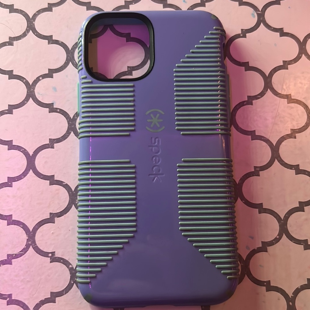 iphone xs teal and purple phone case.